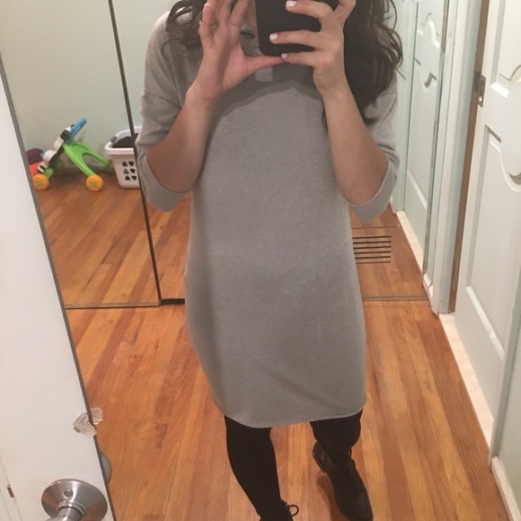 1 Left! Grey Turtleneck Sweater Mini Dress - Picture 8 of 8